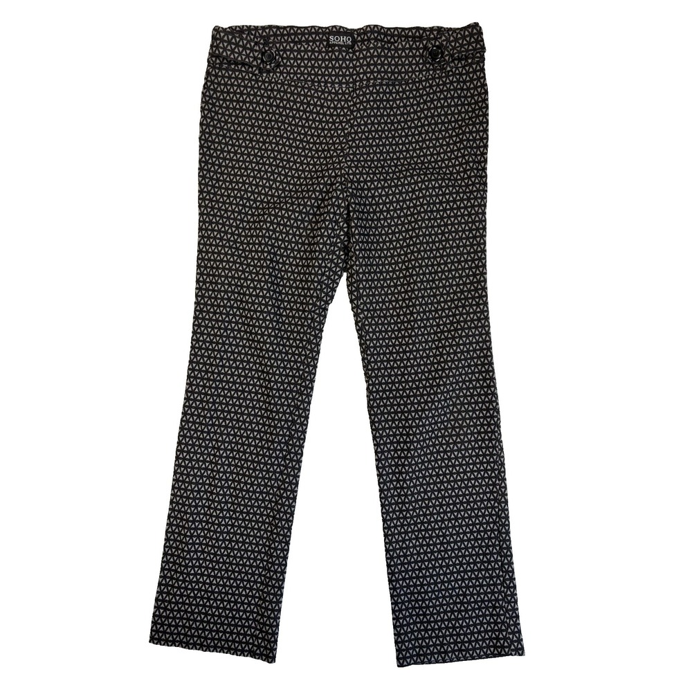 Soho Apparel Women's‎ Large Black Geometric Stretch Ankle Pants Career Preppy